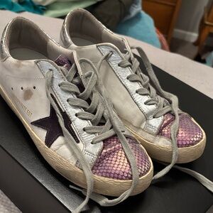 Women's Golden Goose Metallic Pink Star Accent Sneakers